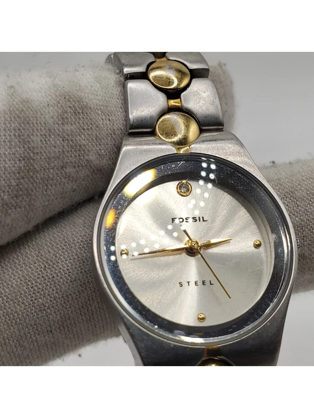 Fossil Steel Watch Women 25mm New Battery Two-Tone Armstrong PR5153